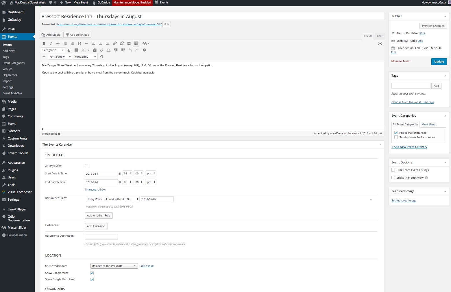 Screen capture recurring event